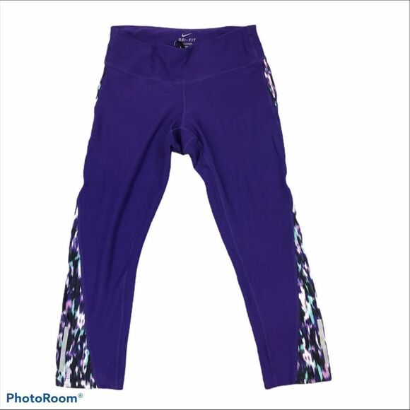 Ladies Nike Running Purple Capri Running Pants XS - Picture 1 of 9